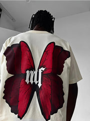 Butterfly Puff Print Oversized Tee